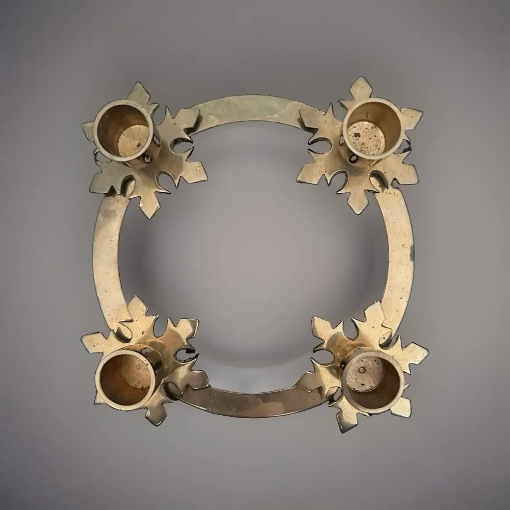 Vintage Biedermann & Sons Brass Snowflake Advent Candle Ring Heavy Candle Holder